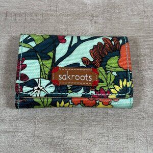 Sakroots Artist Circle Blue Floral Coated Canvas Wallet Card Slot ID